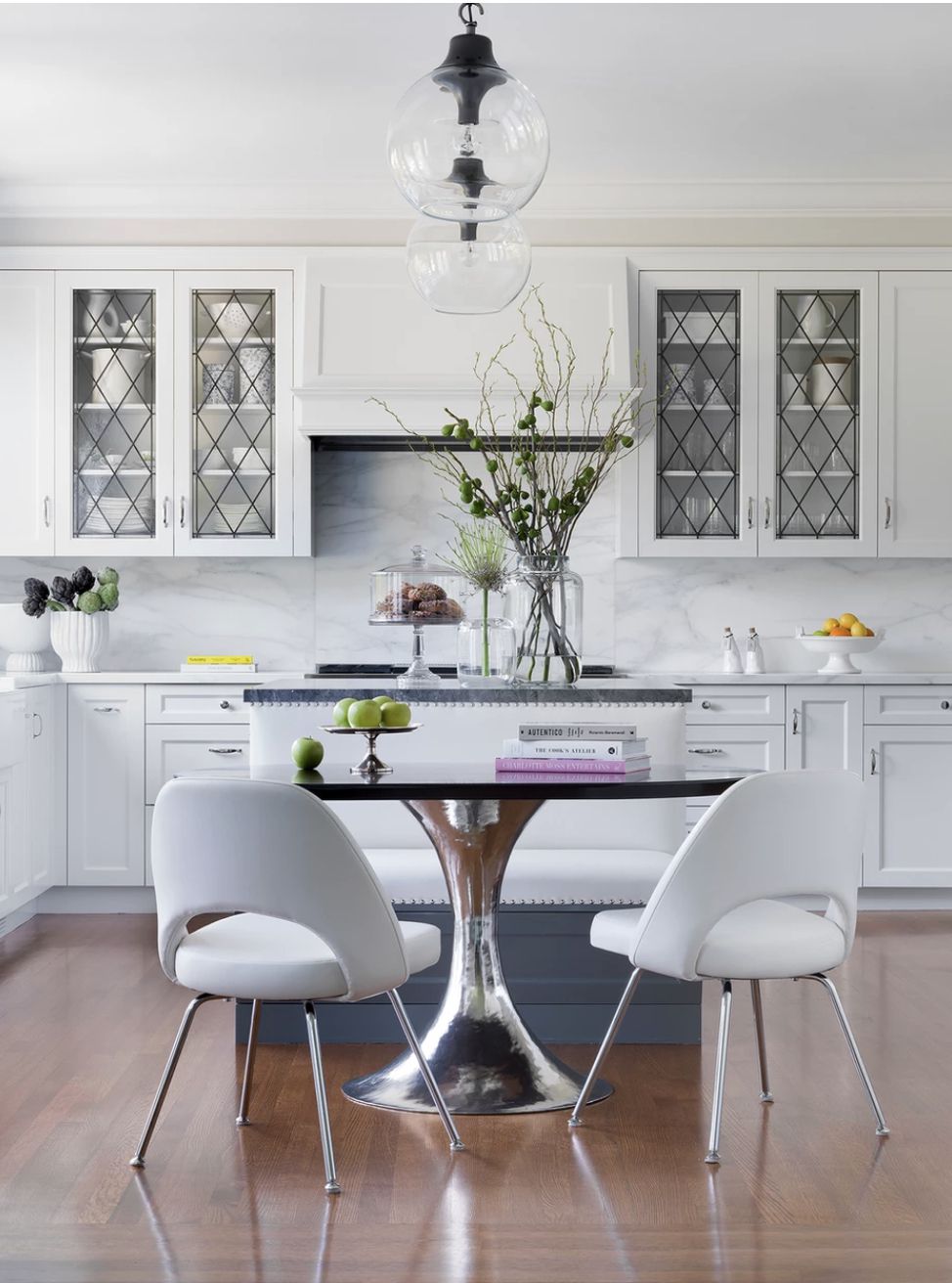 modern white eat in kitchen with