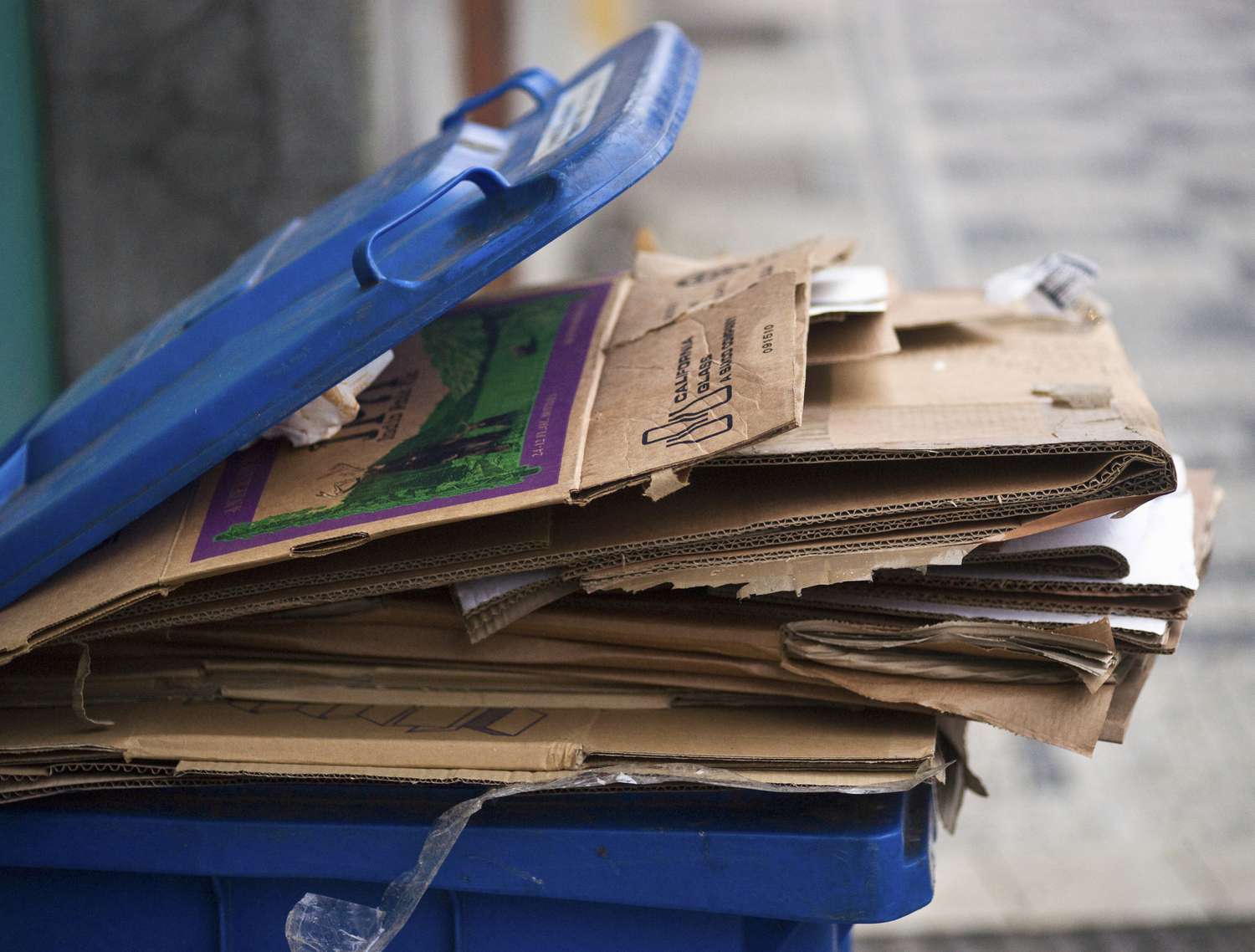 Ansicht eines Karton-Recyclingbehälters