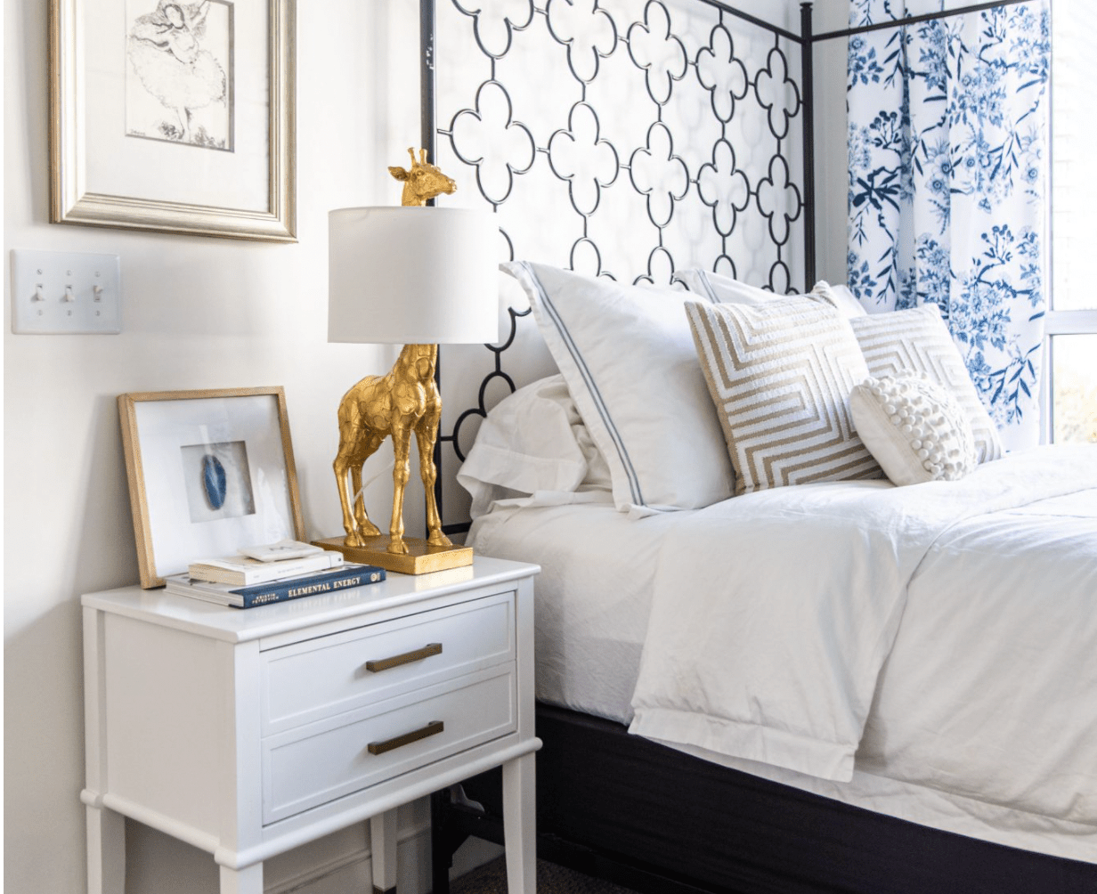 gold and white bedroom