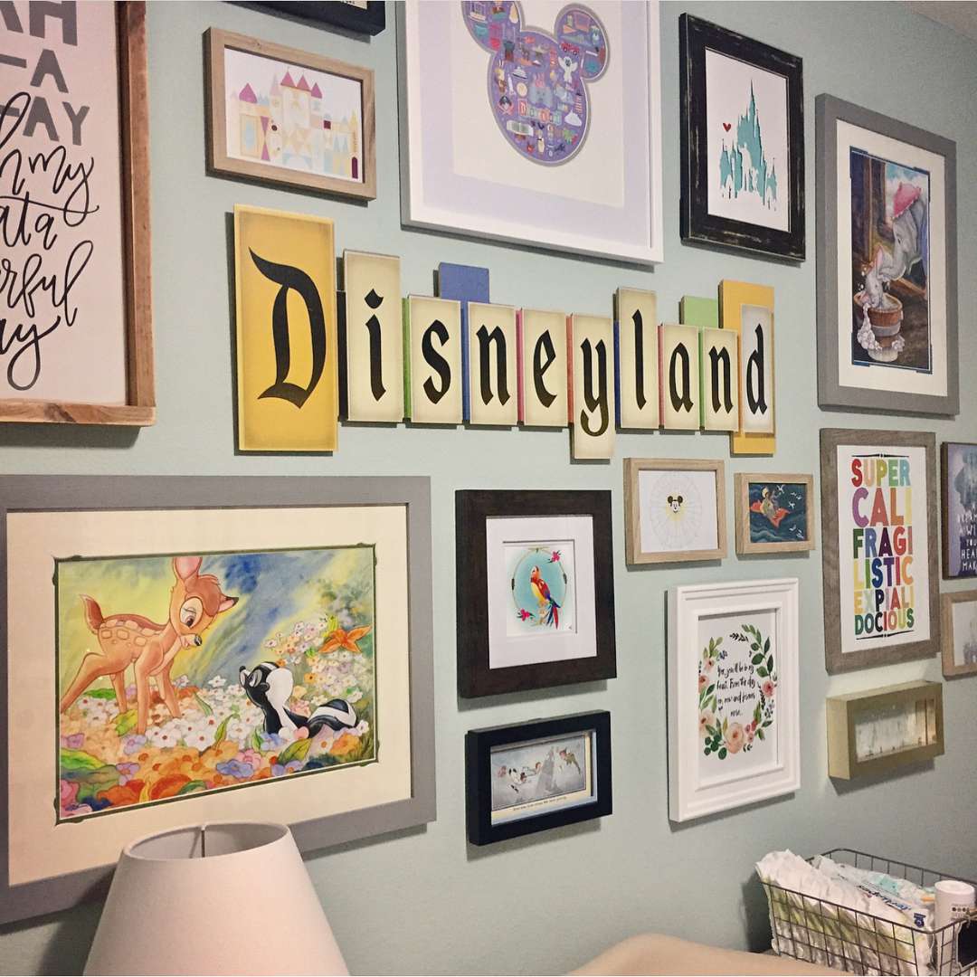 Disney Nursery Gallery Wall with Vintage Disney Land Sign