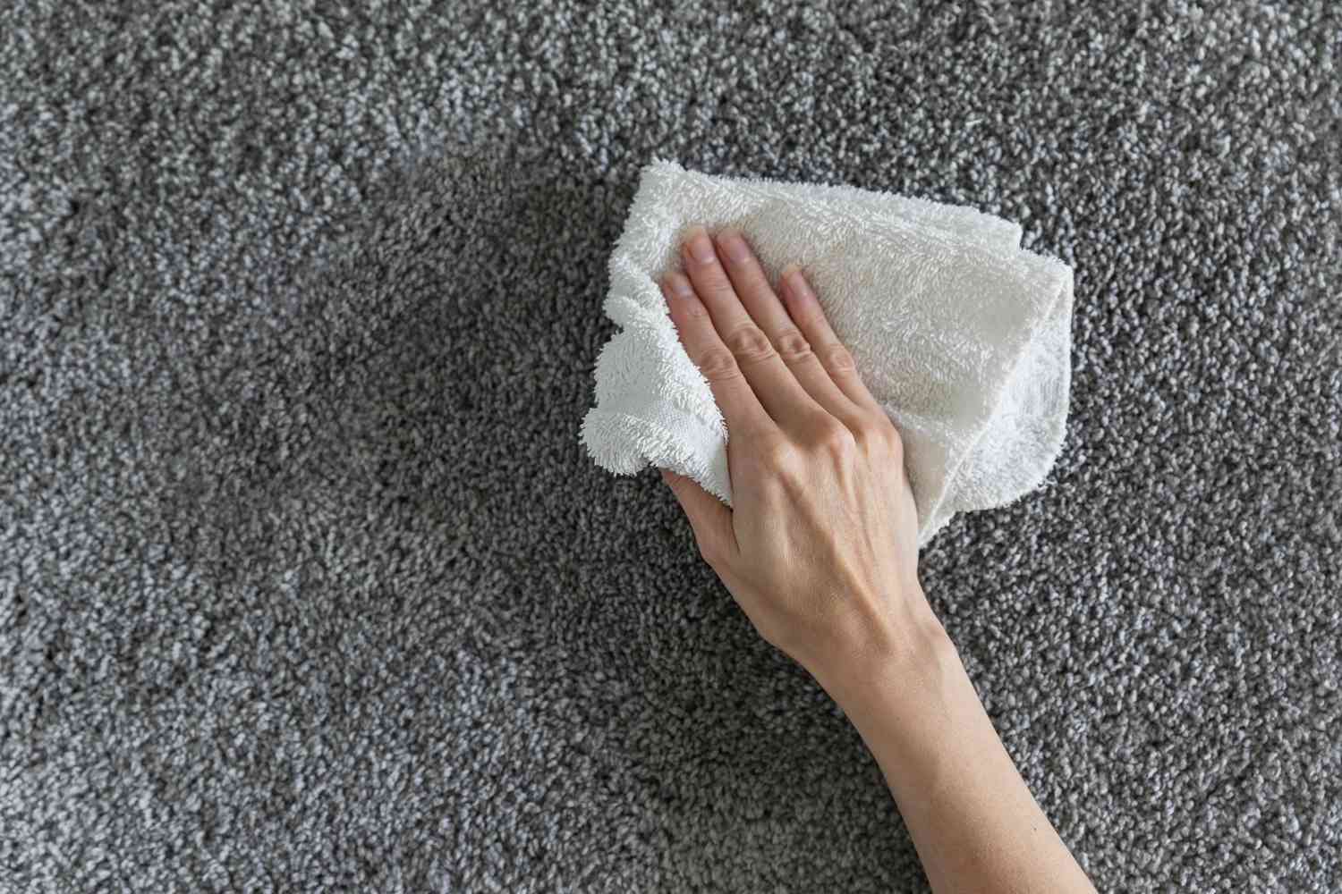Secar una mancha de cúrcuma en la alfombra con un paño limpio