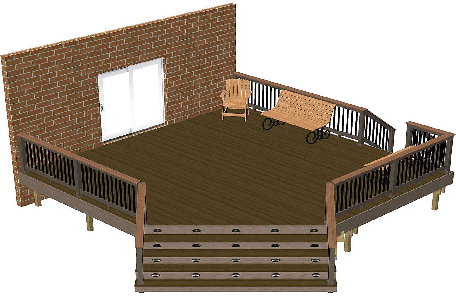 A rendering of a deck.
