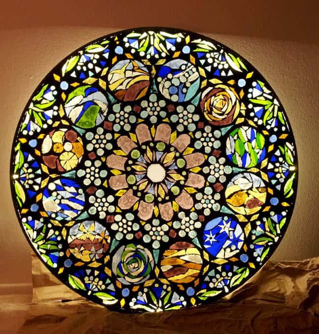 A colorful mosaic light