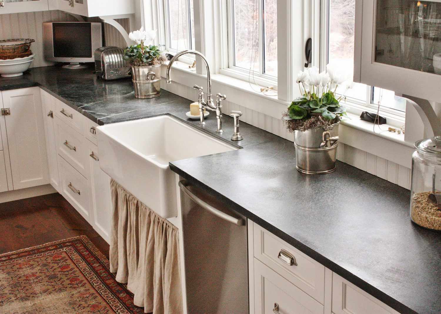 soapstone kitchen countertop in farmhouse