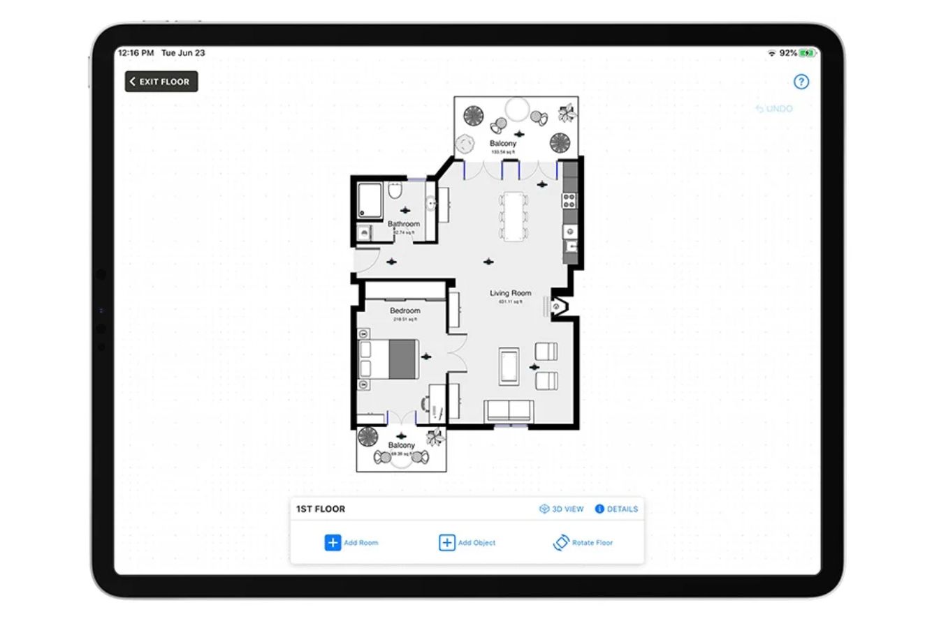 Design mock-up of first floor plan