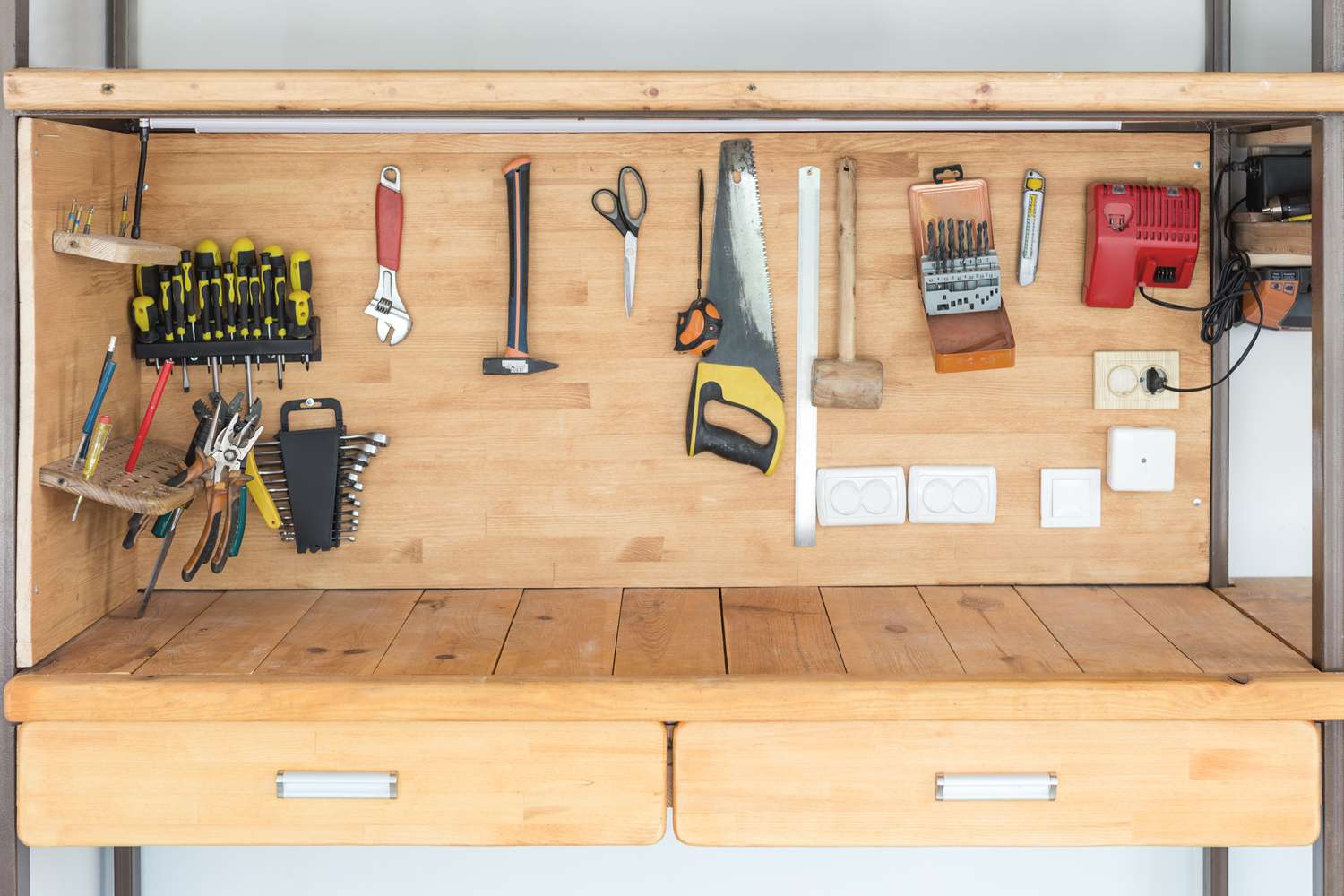 Wood Workbench Using Shelving Unit