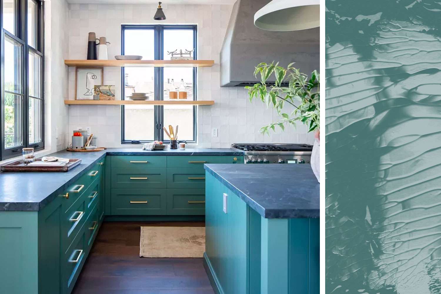 Farrow & Ball Mere Green kitchen inspiration and paint swatch