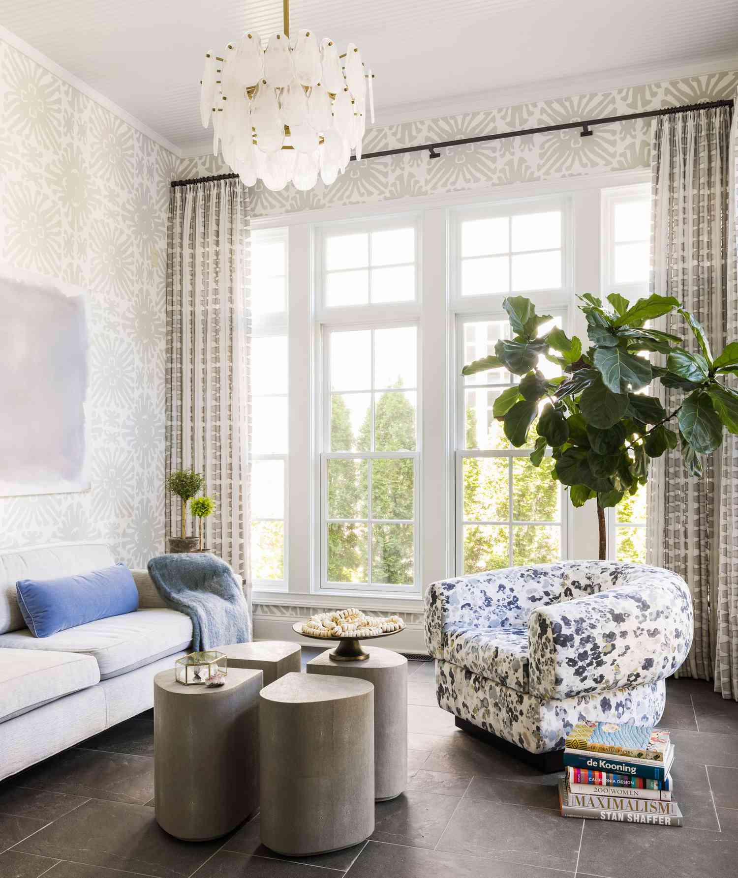 gray patterned curtains