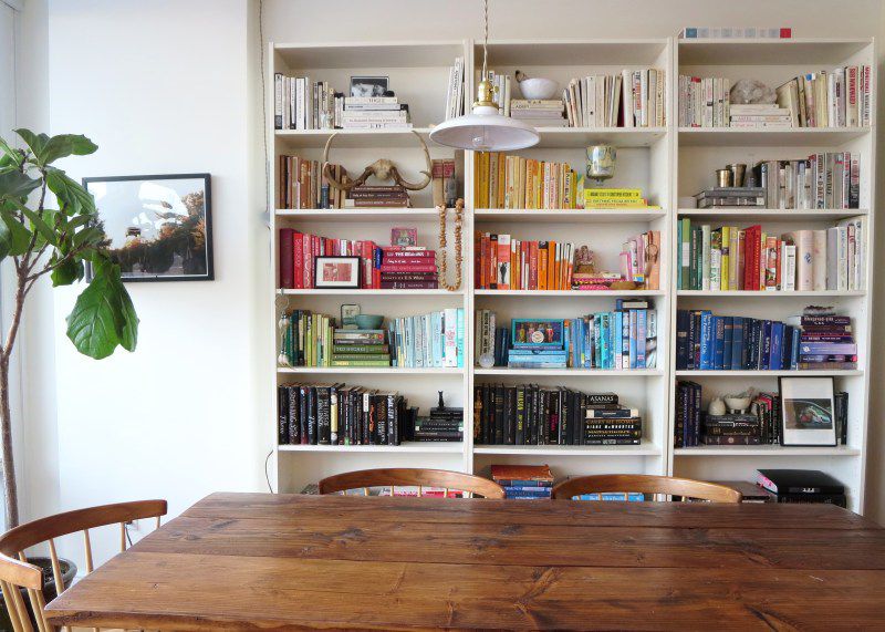 Color-coded bookshelves