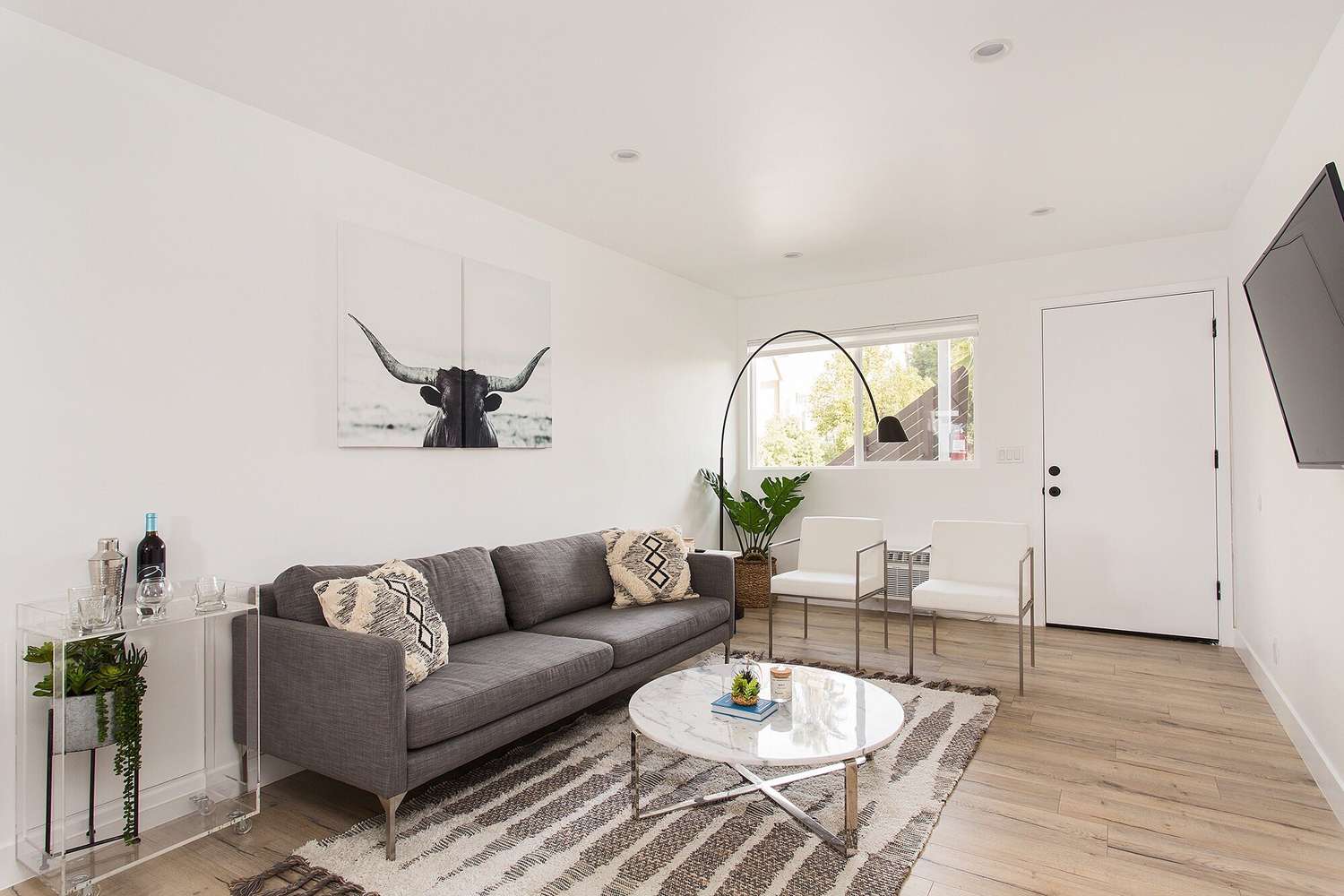 minimalist bohemian style living room