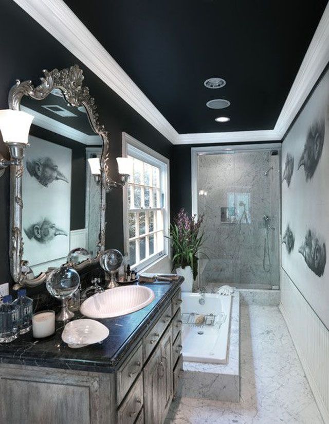 Bold Black Gothic Bathroom