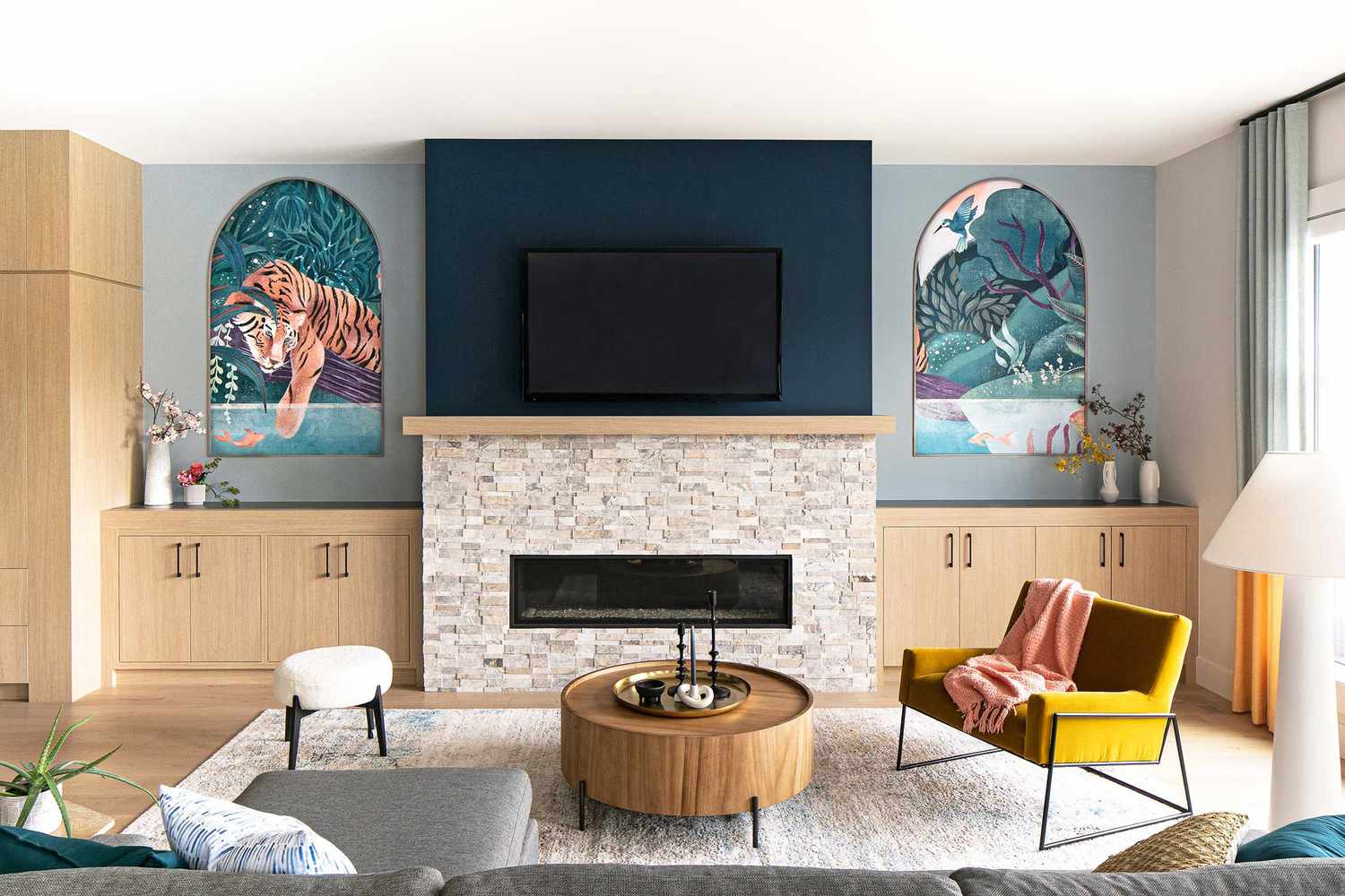 living room murals