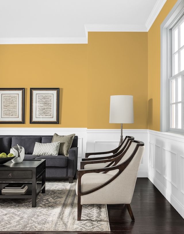 Butterscotch Bliss paint color on living room walls by PPG