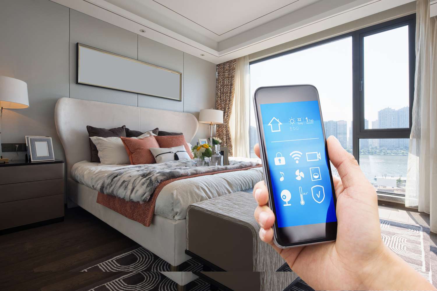 Bett mit Smartphone-Funktionalität