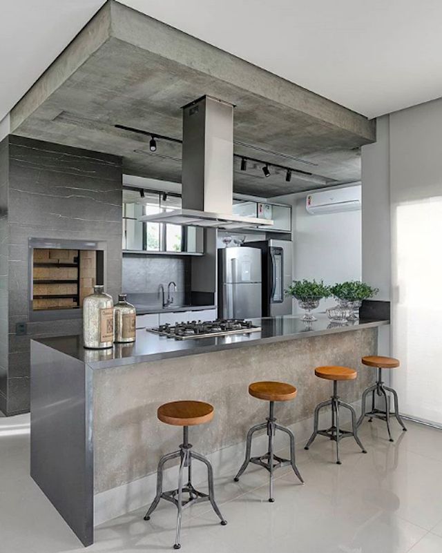 cozinha cinza concreto
