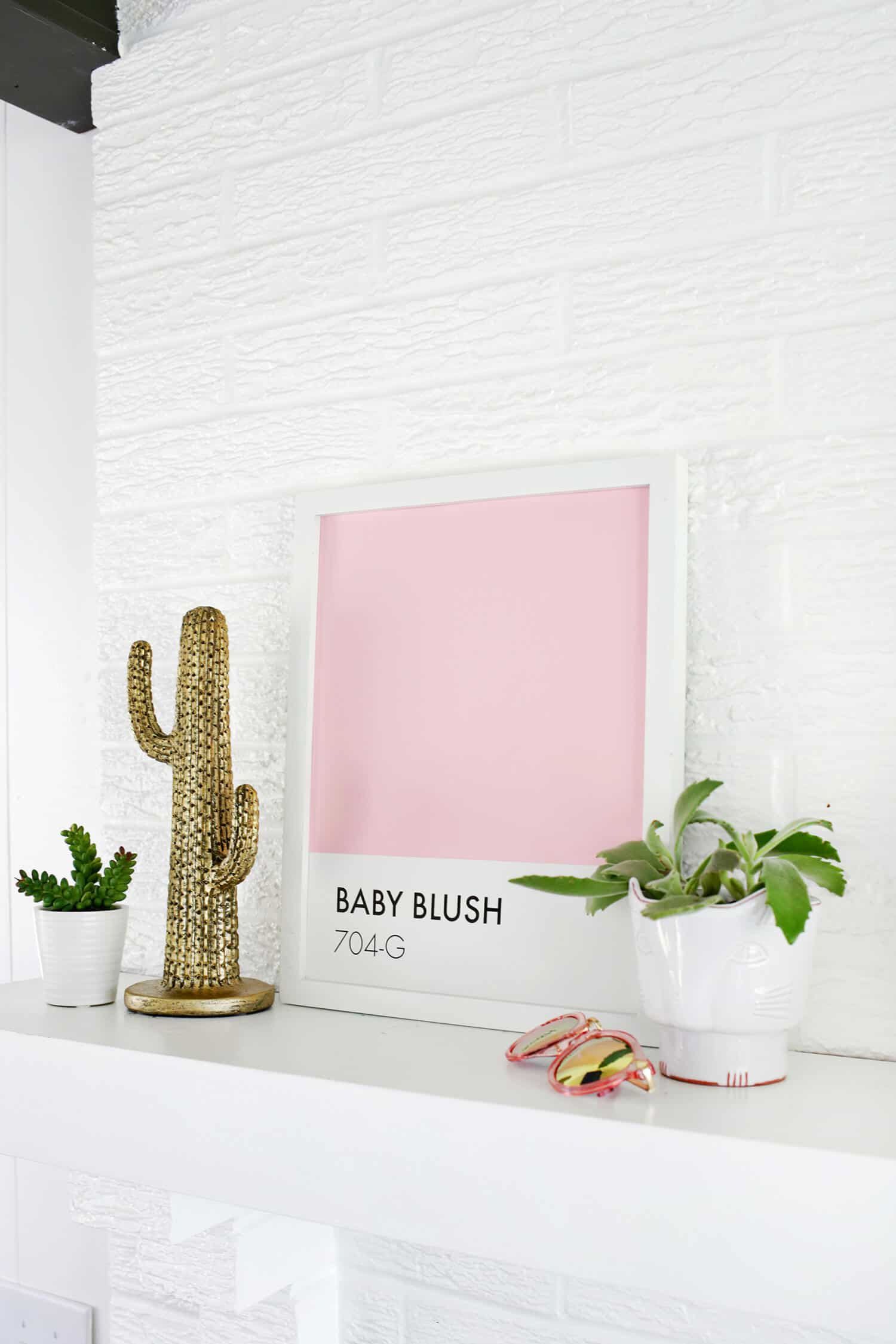 A pink paint swatch framed print