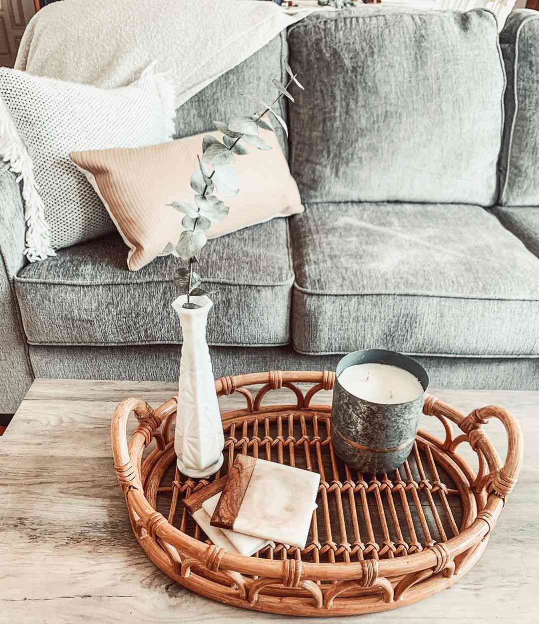 Coffee table with tray on it