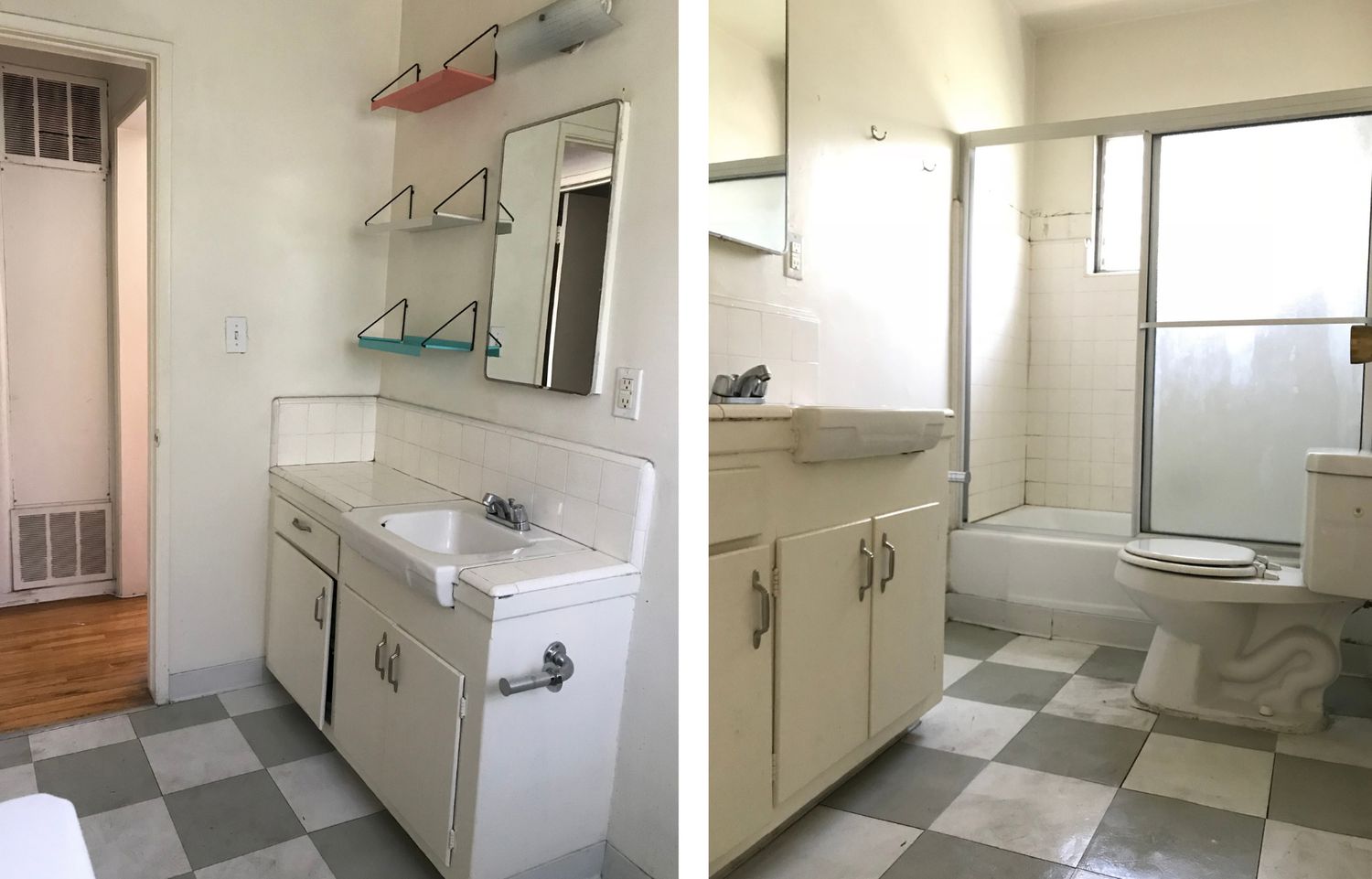 Cuarto de baño blanco y sucio que necesita una reforma