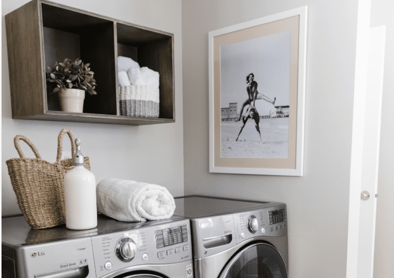 art on wall in laundry room