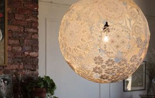 DIY lamp made from vintage lace doilies.
