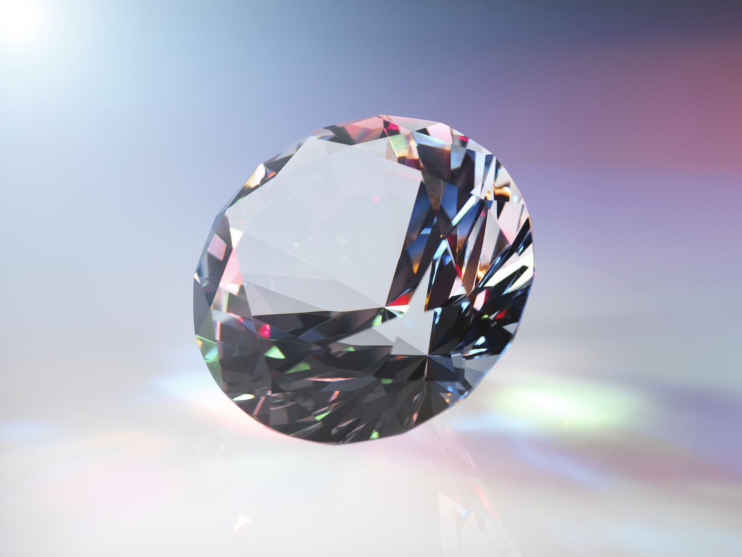 Diamante com refrações de luz