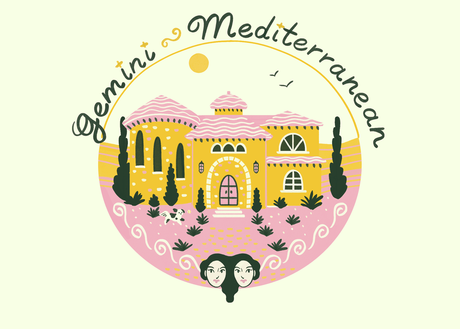 Una ilustración de una casa mediterránea para un géminis