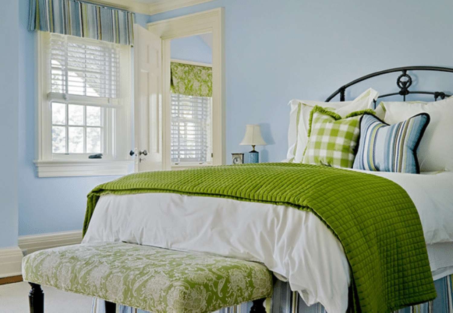 Blaues und grünes Schlafzimmer