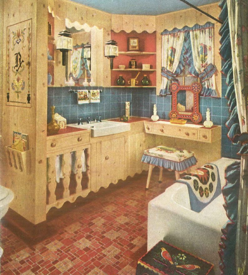 Banheiro dos anos 1940 estilo colonial