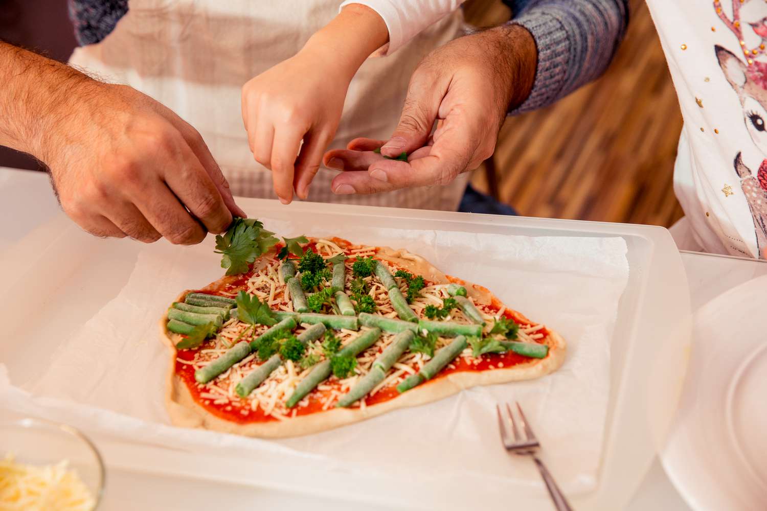 Pizza con forma de árbol de Navidad