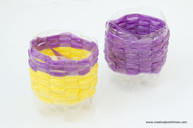 Woven plastic baskets