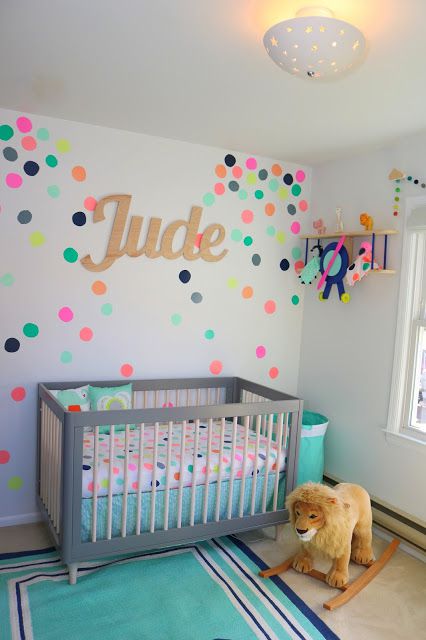 Bright an colorful nursery with confetti decals
