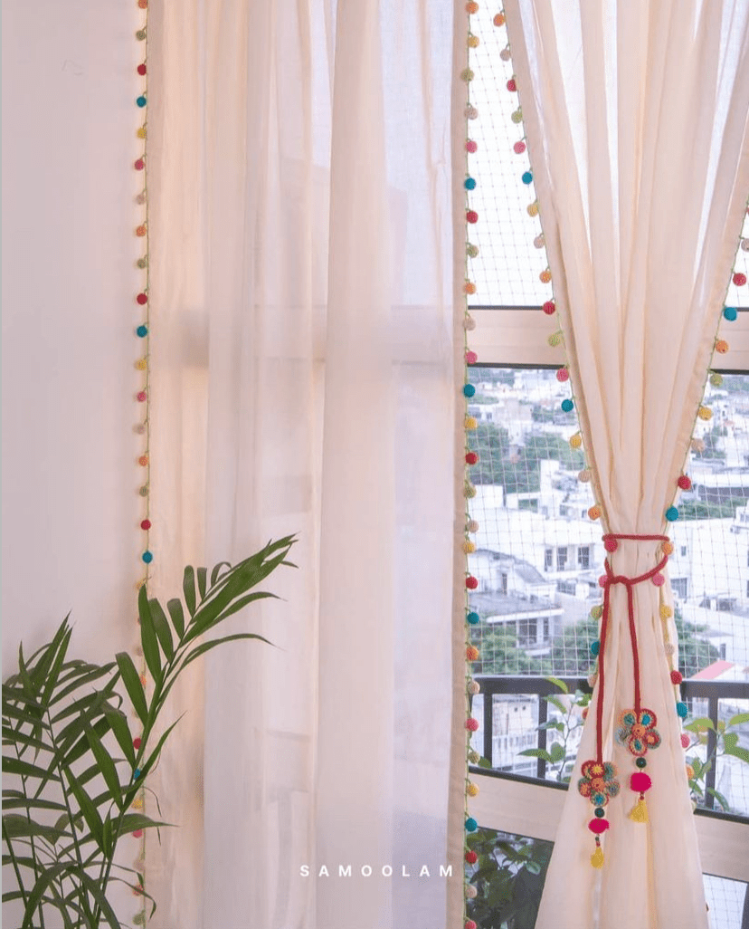 whimsical crocheted curtain ties