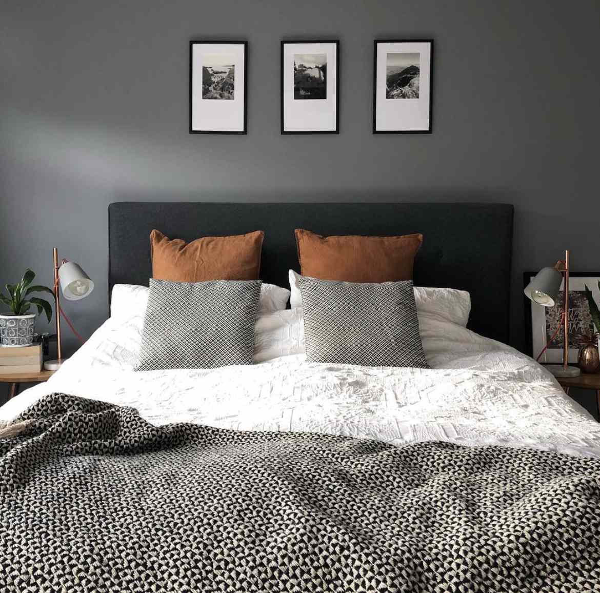 Chambre à coucher avec peinture grise