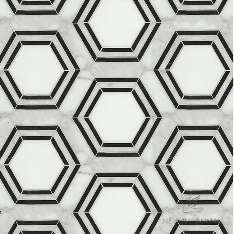 azulejo hexagonal blanco y negro