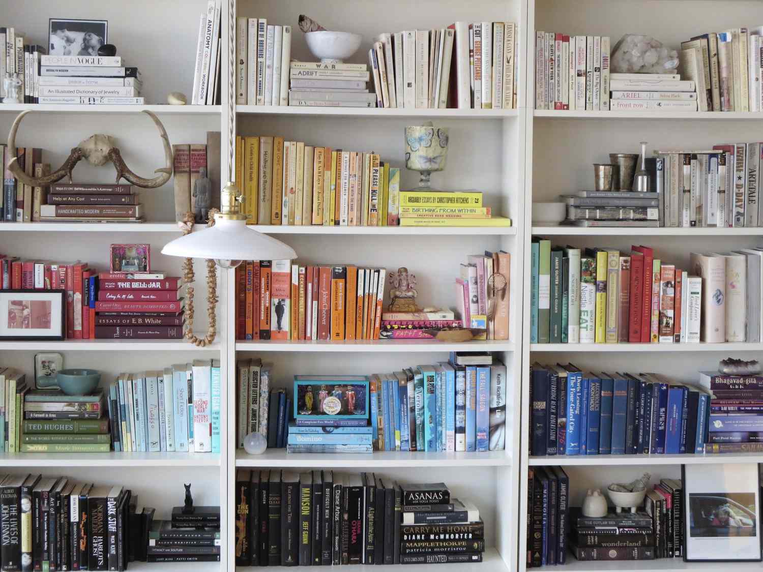 Styled and organized bookshelves