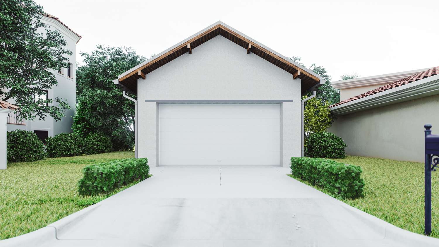 Luxushaus-Garage mit Betoneinfahrt