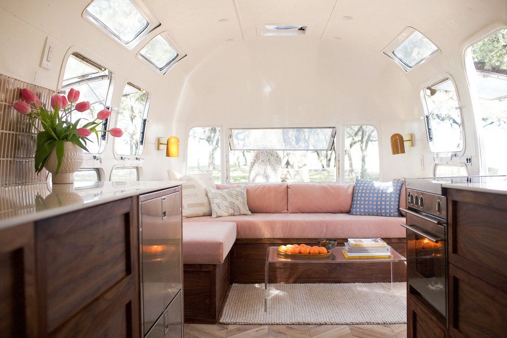 Modern airstream tiny home interior