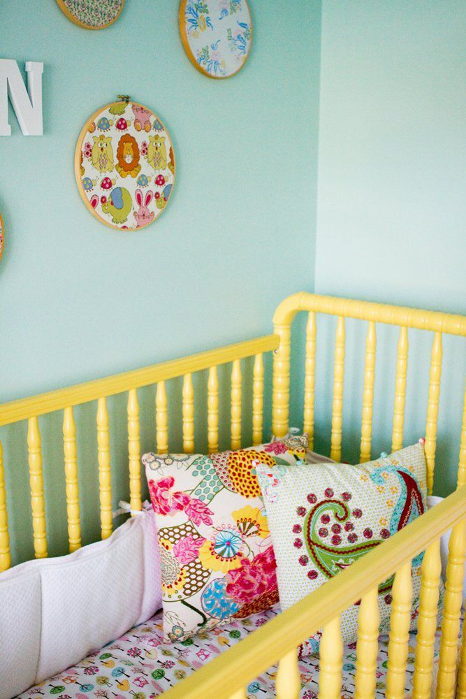 Painted Yellow Accent Crib