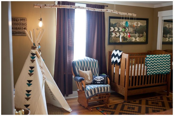 Decoración tribal para cuarto de niños con temática de bosque