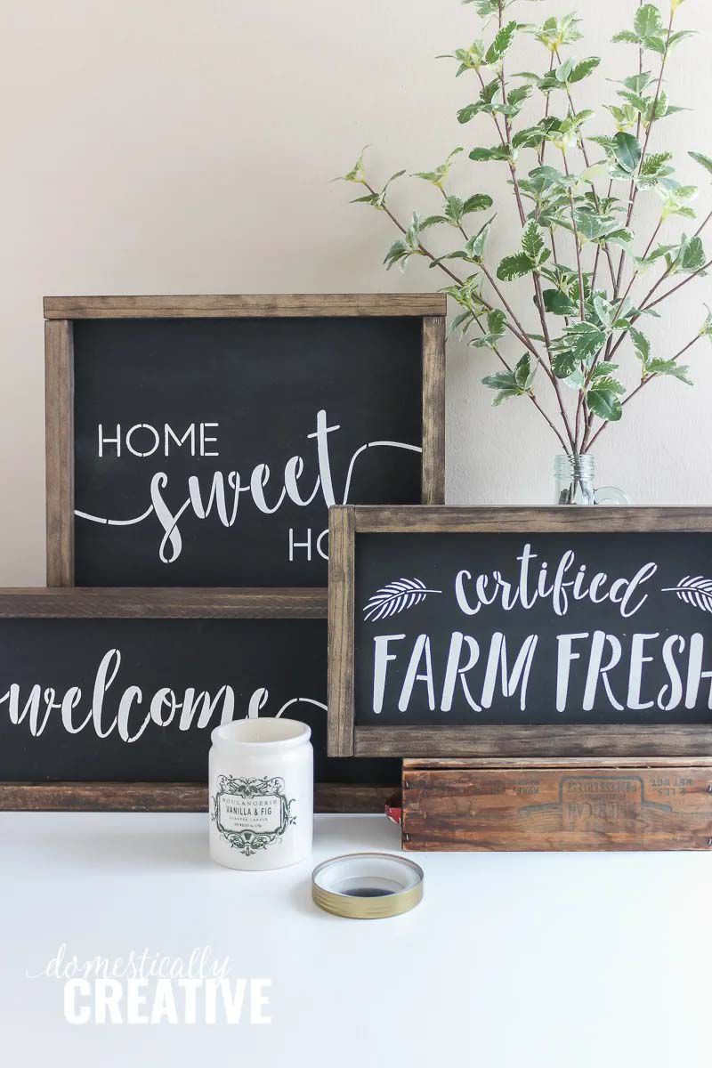 Chalkboard signs on a table