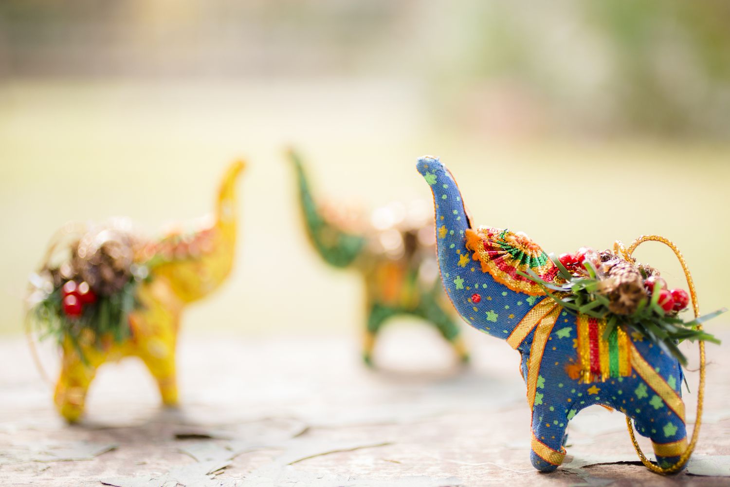 colorful elephant ornaments