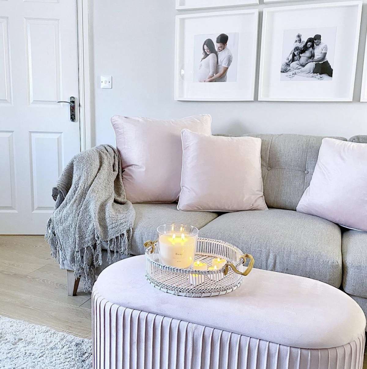 blush pink ottoman that doubles as storage