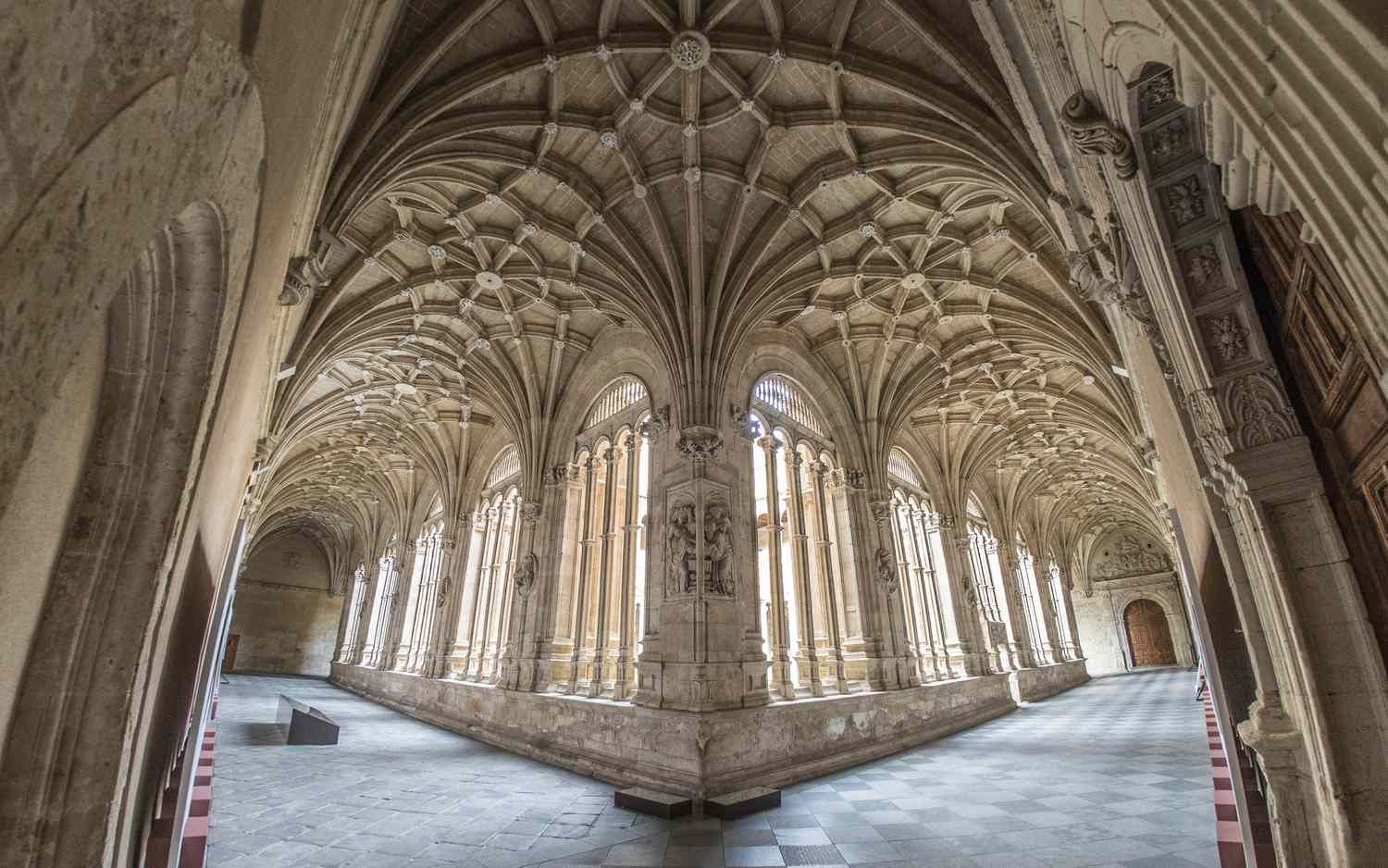 Ribbed vaults in a Gothic cathedral.