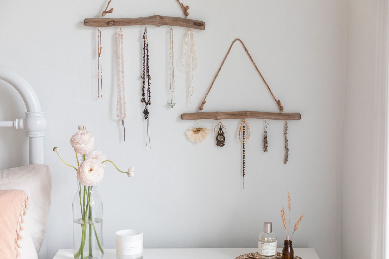 Using branches to display jewelry pieces