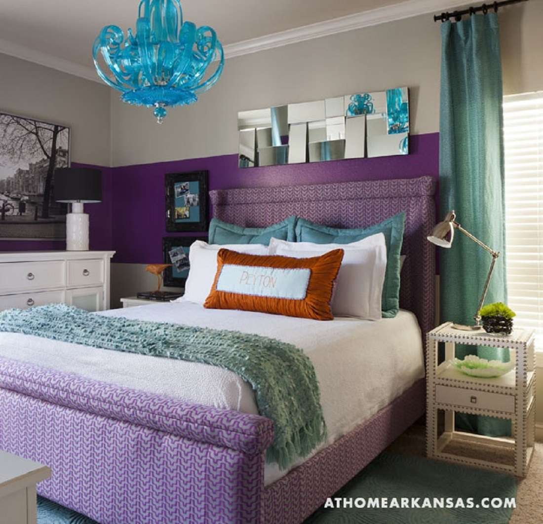 Gorgeous purple and blue bedroom.