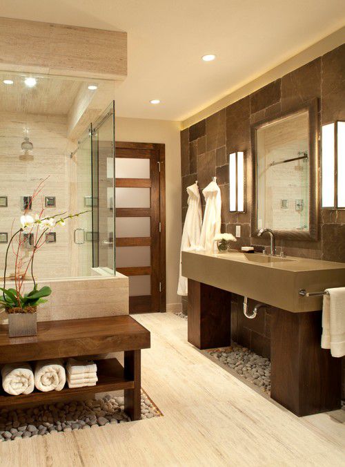 A spa-themed bathroom