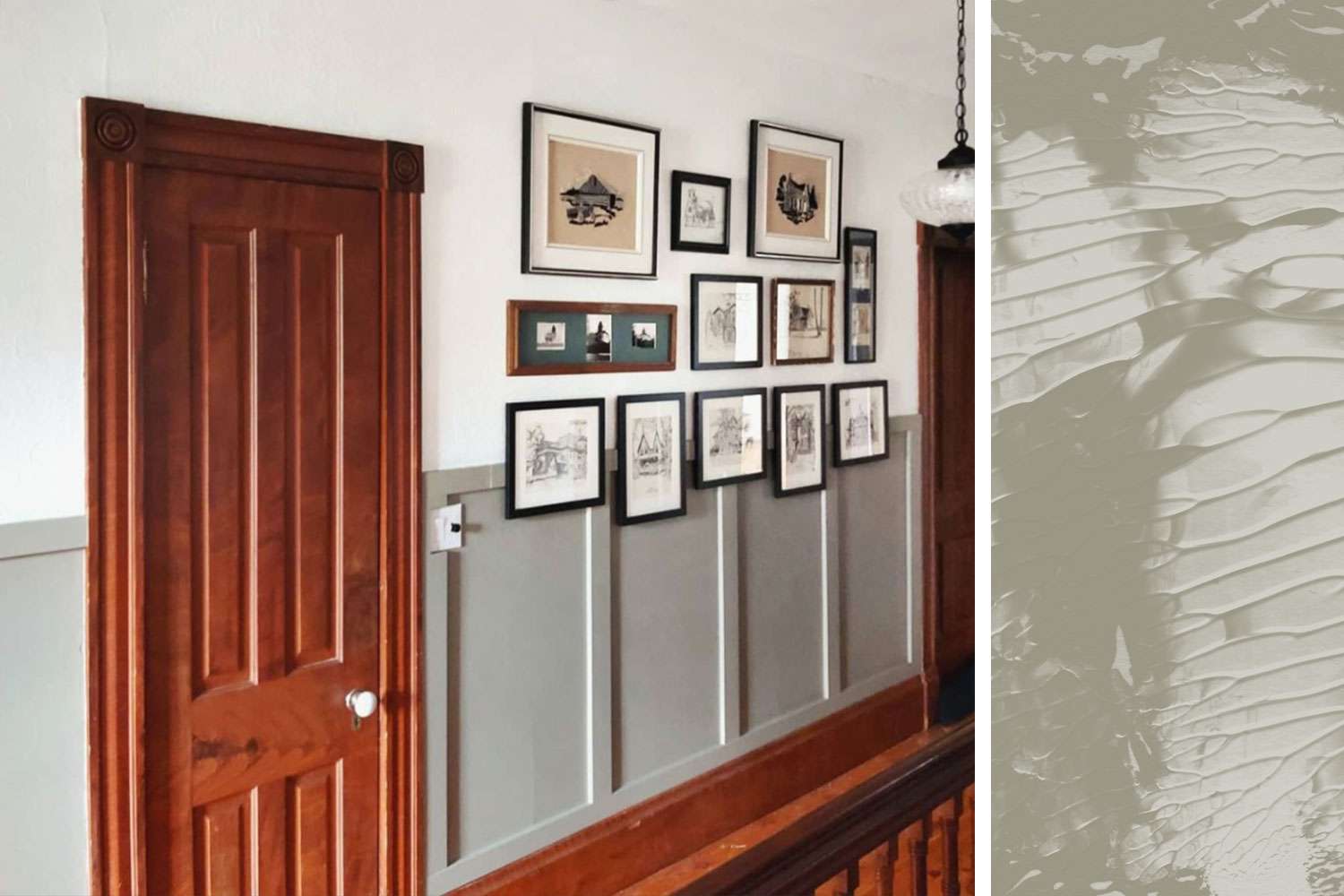 Benjamin Moore 'Gettysburg Gray' inspiração para lambris e amostra de tinta 