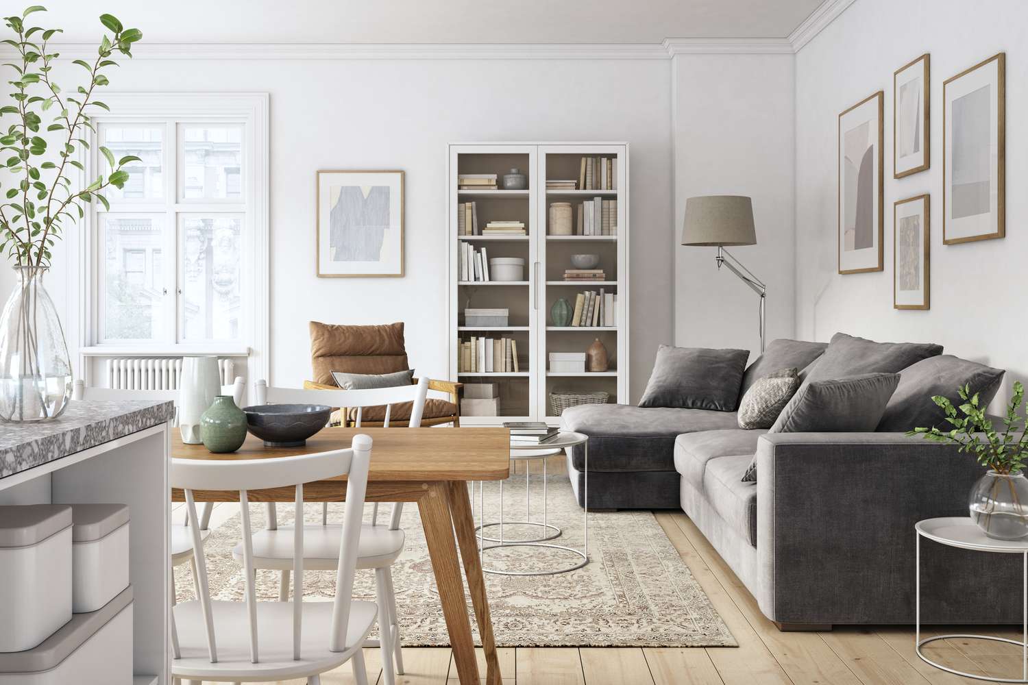 Modernes skandinavisches Wohnzimmer Interieur - 3d Render