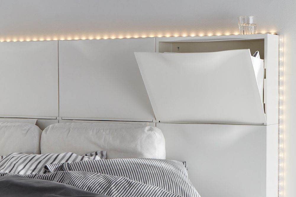 Shoe cabinet headboard and rope lights hack