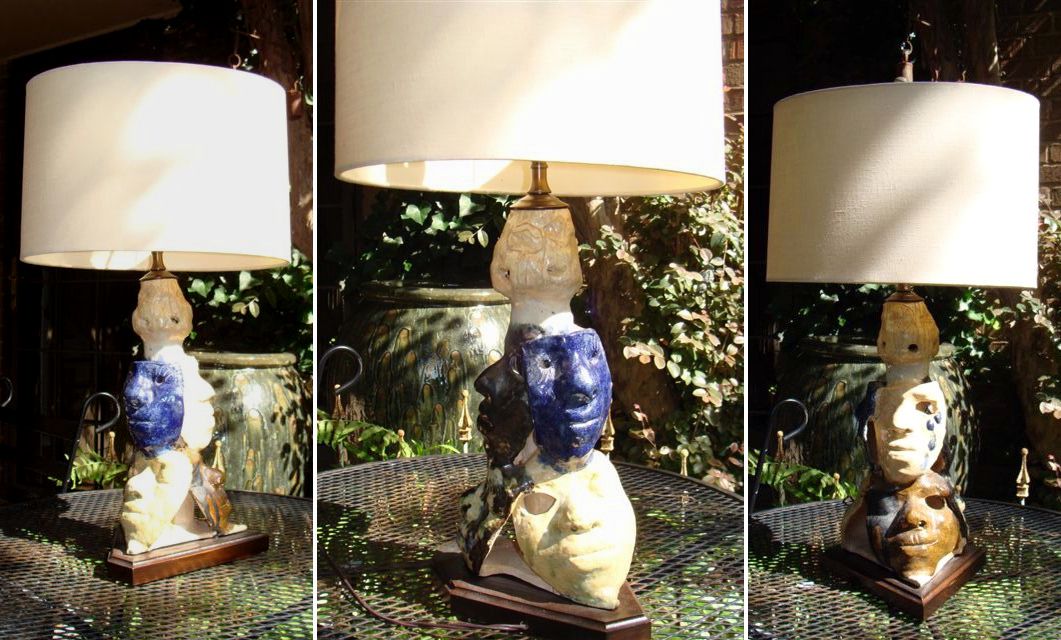 DIY lamp made from junk shop pottery